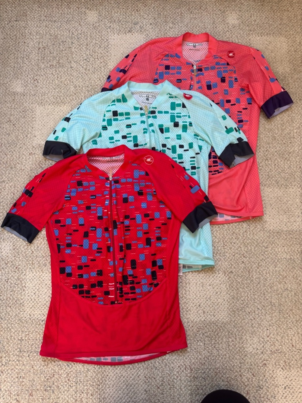 Set of 3 Castelli Women’s Short Sleeve Cycling Jersey - Red
